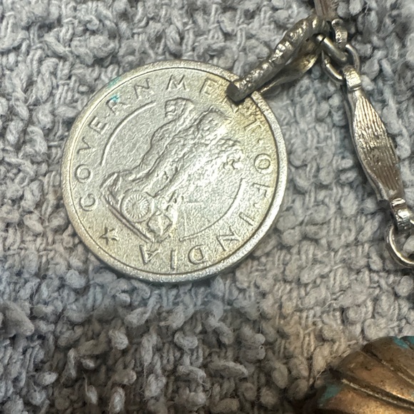 Vintage Charm Necklace with Heart and India Coin Accents 17 1/2” long - Picture 4 of 10